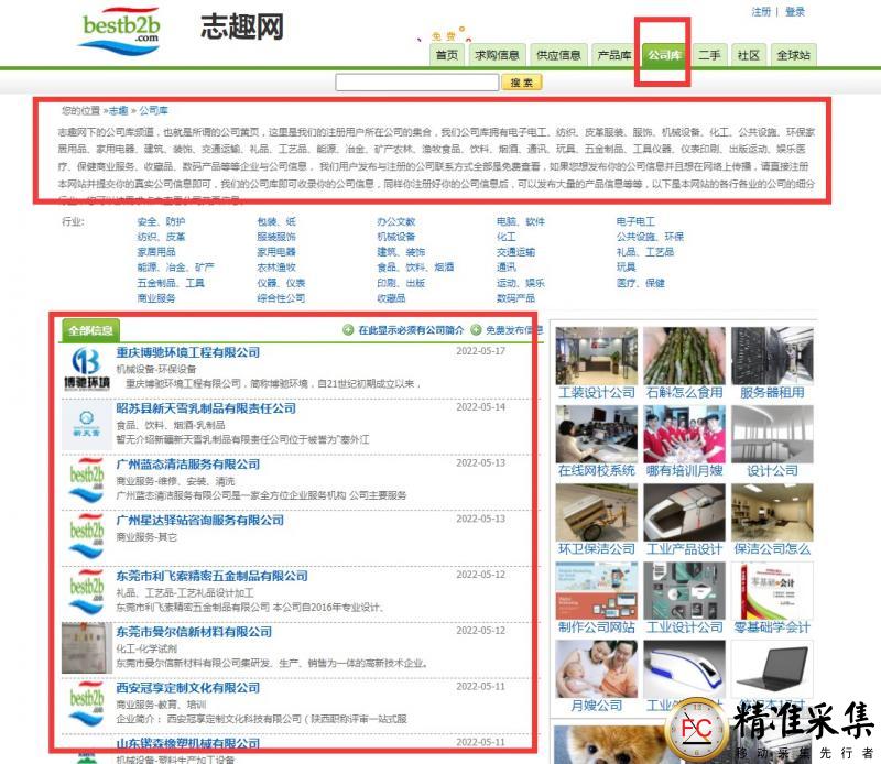志趣网企业信息采集 采集教程