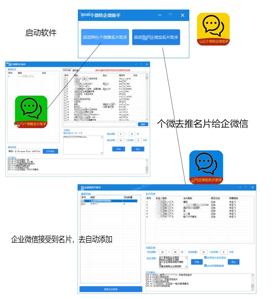 个人微信的好友，将好友名片推送给你的企业微信，企业微信自动添加这个名片 微信营销